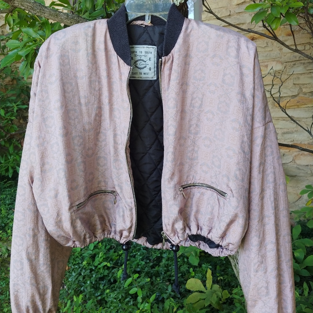 Ann Christine mauve/gray bomber jacket size sm